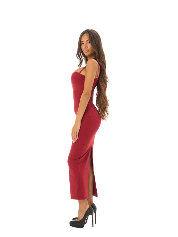 Vestido midi moldeador de reloj de arena con diseño de cerezas