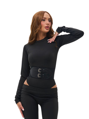 LEGGING ASYMÉTRIQUE ÉVASÉE -  NOIR