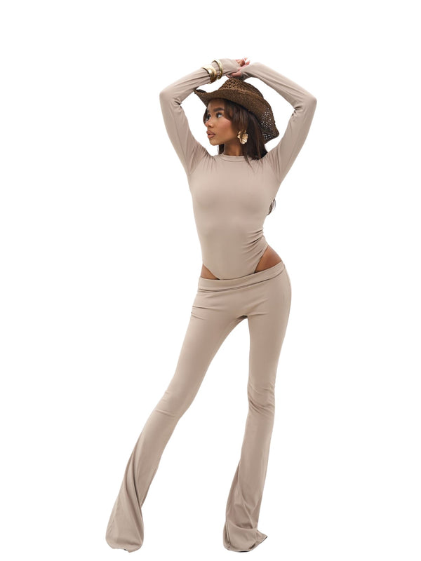 LEGGING ASYMÉTRIQUE ÉVASÉE -  TAUPE