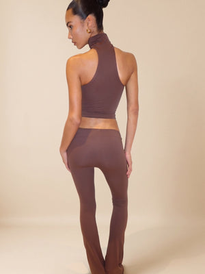 ASYMMETRICAL FLAZE LEGGINGS - BROWN