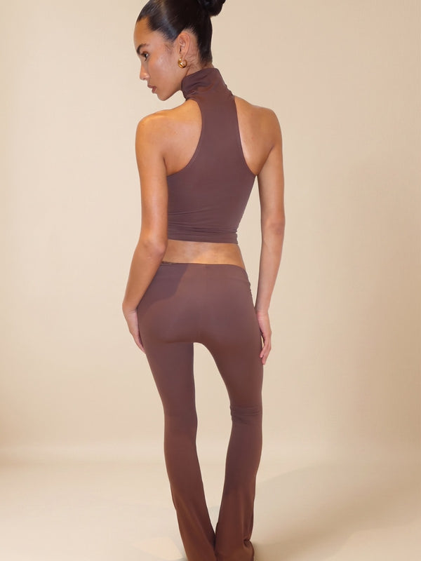 ASYMMETRICAL FLAZE LEGGINGS - BROWN