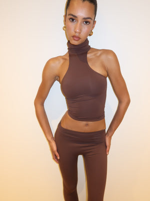ASYMMETRICAL FLAZE LEGGINGS - BROWN