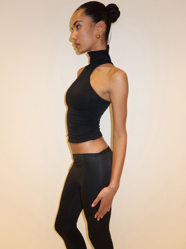 ASYMMETRICAL FLAZE LEGGINGS - BLACK