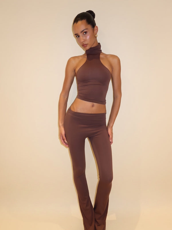 ASYMMETRICAL FLAZE LEGGINGS - BROWN
