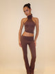 ASYMMETRICAL FLAZE LEGGINGS - BROWN