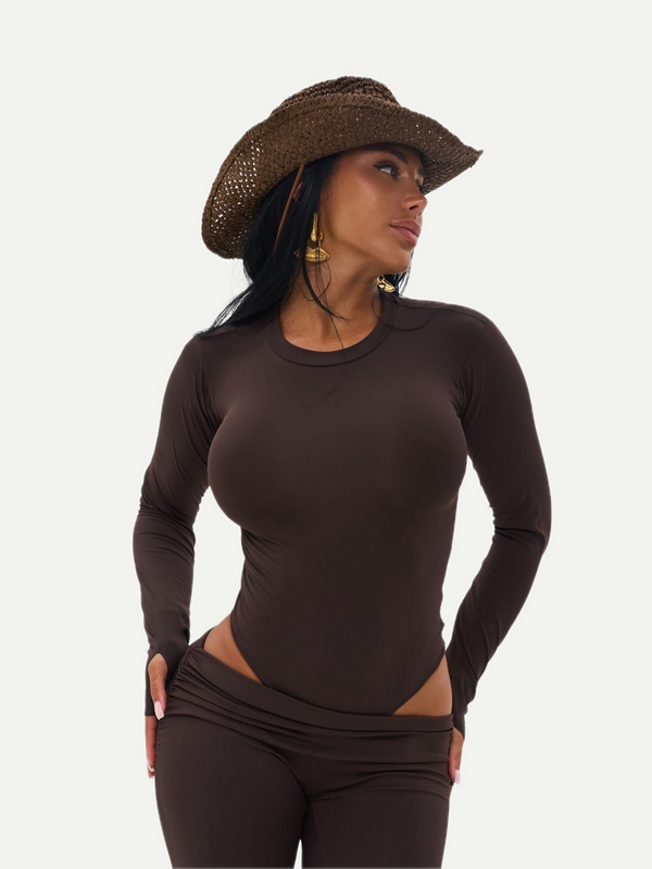Long-sleeved bodysuit - brown