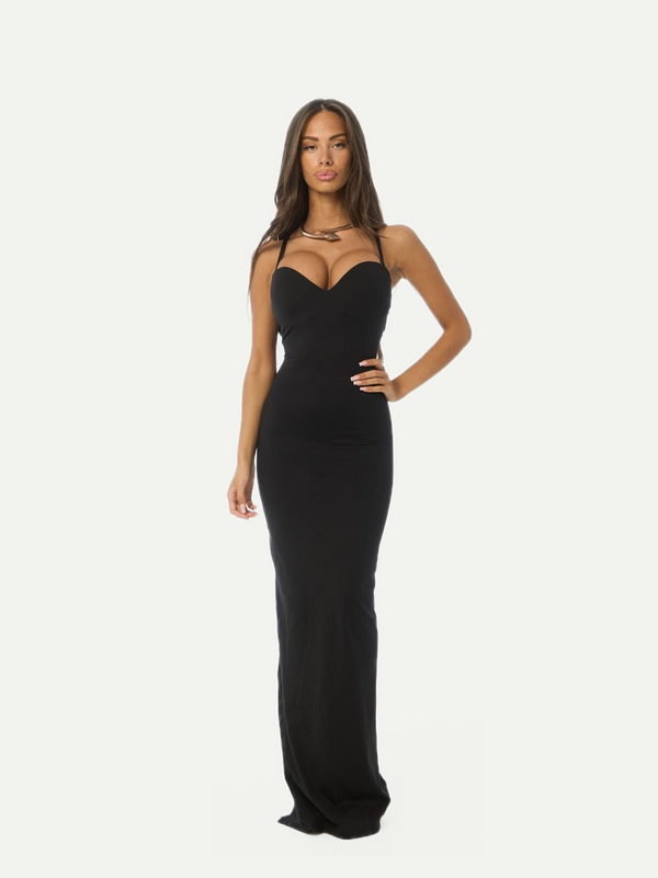 BLACK SHAPED HOURGLASS DRESS