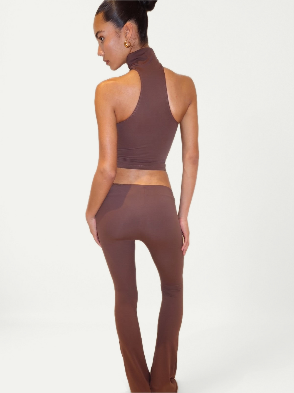 ASYMMETRICAL FLAZE LEGGINGS - BROWN
