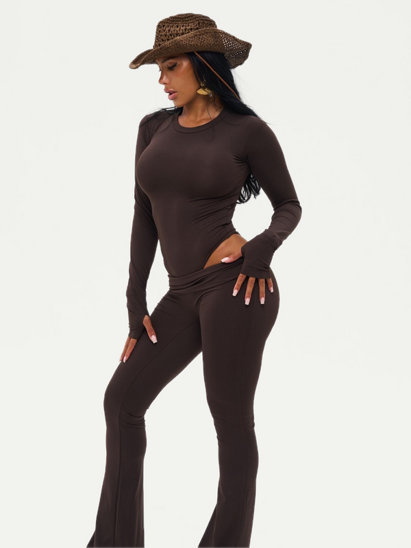 Long-sleeved bodysuit - brown
