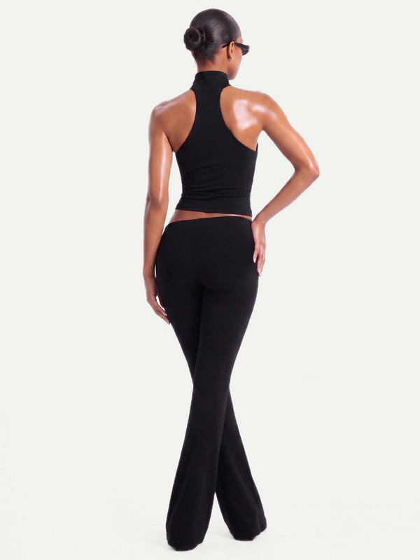 ASYMMETRICAL FLAZE LEGGINGS - BLACK