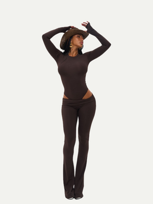 Long-sleeved bodysuit - brown