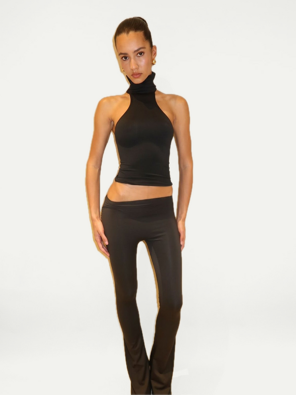 ASYMMETRICAL FLAZE LEGGINGS - BLACK