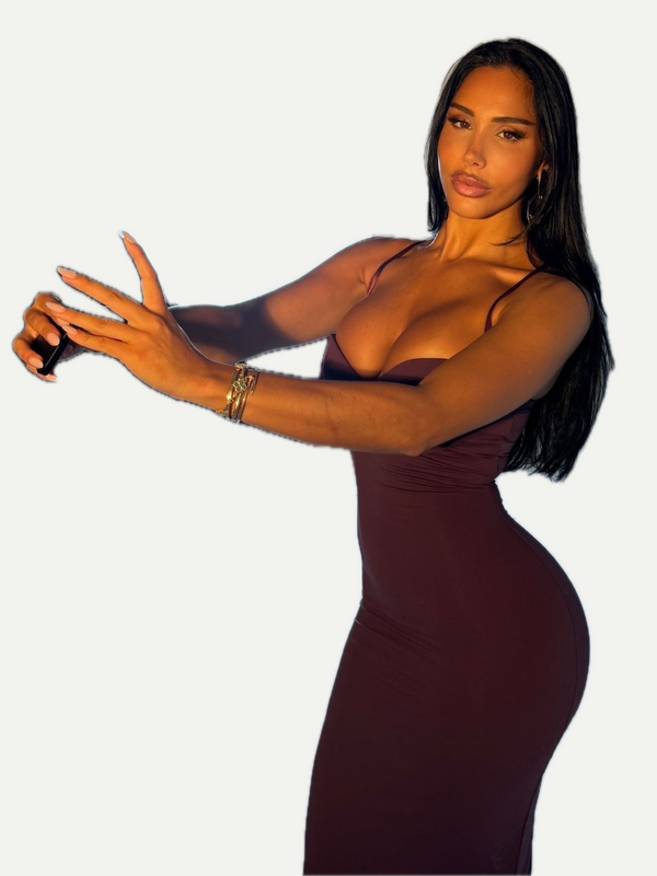 ROBE SABLIER GAINANTE MIDI PRUNE ÉLÉGANTE