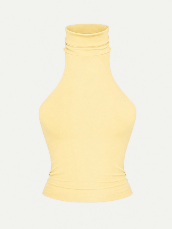 TOP COL ROULÉ JAUNE