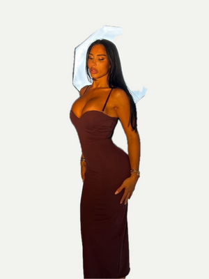 ROBE SABLIER GAINANTE MIDI PRUNE ÉLÉGANTE